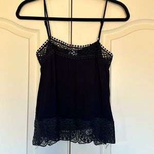 Black rayon/lace tank, side slits